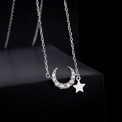 Sterling Silver Star And Moon Necklace