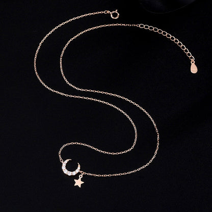 Sterling Silver Star And Moon Necklace