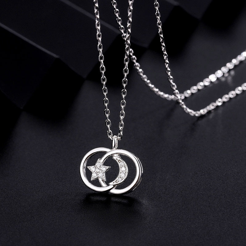 Sterling Silver Star And Moon Necklaces