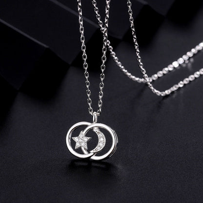 Sterling Silver Star And Moon Necklaces
