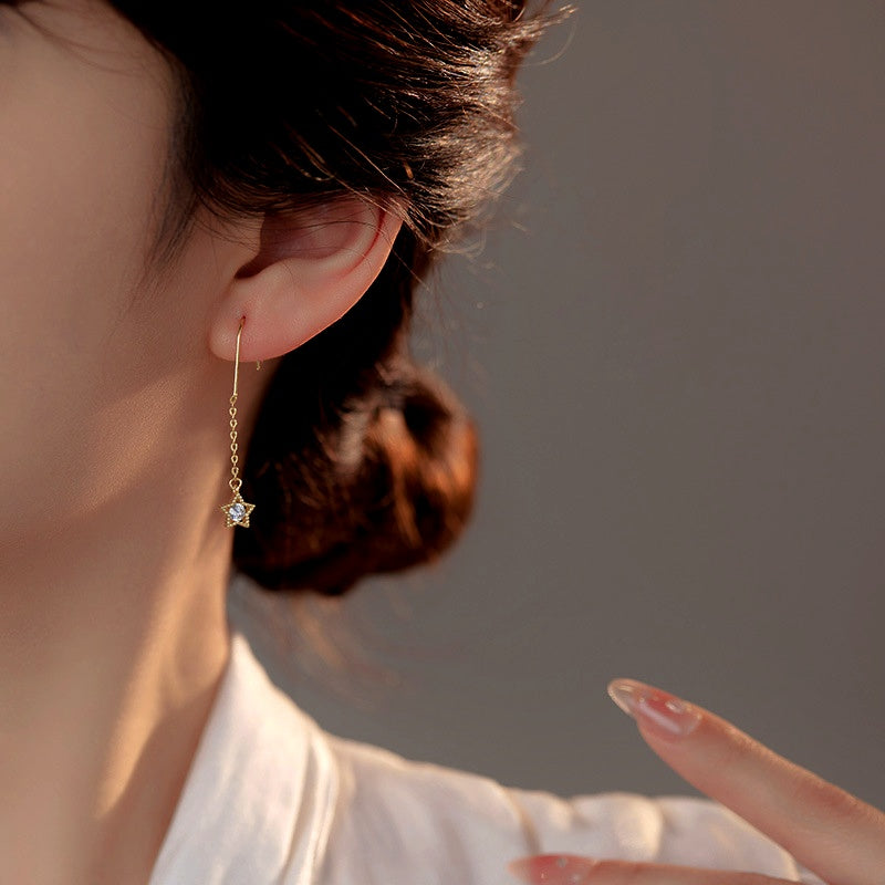 Sterling Silver Star Ear Hook Earrings