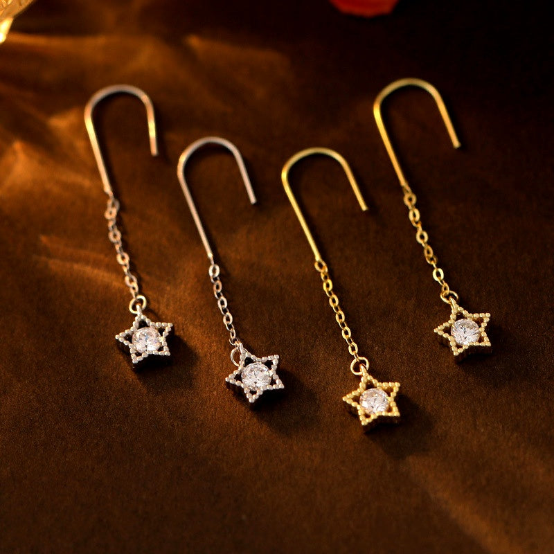 Sterling Silver Star Ear Hook Earrings
