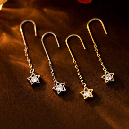 Sterling Silver Star Ear Hook Earrings
