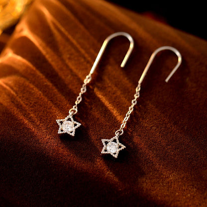 Sterling Silver Star Ear Hook Earrings