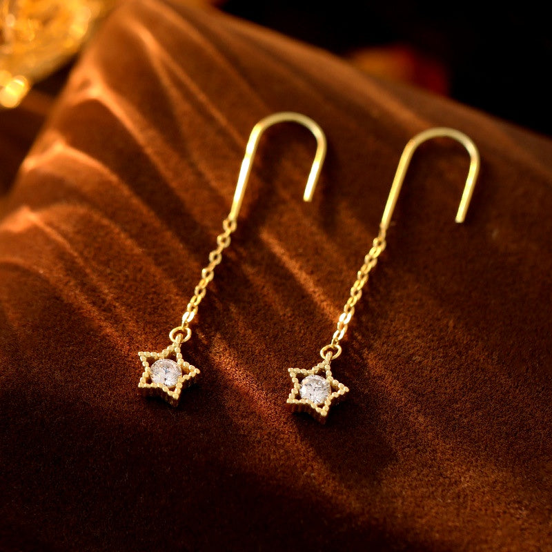 Sterling Silver Star Ear Hook Earrings