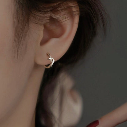 Sterling Silver Star Hoop Earrings