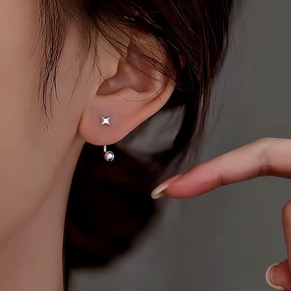 Sterling Silver Star Round Bead Earring