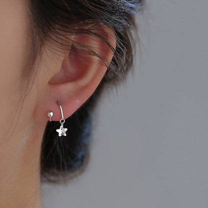 Sterling Silver Star Screw Stud Earrings