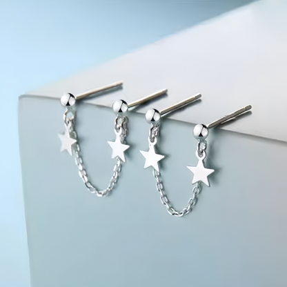 Sterling Silver Star Tassel Earrings