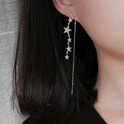 Sterling Silver Star Threader Earrings