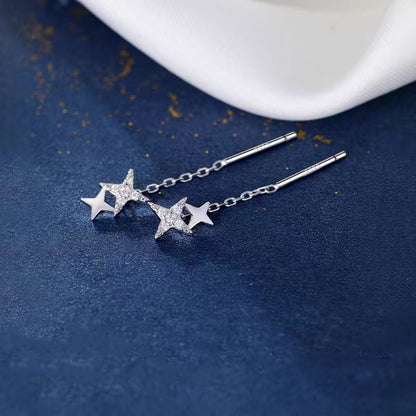 Sterling Silver Star Threader Earrings