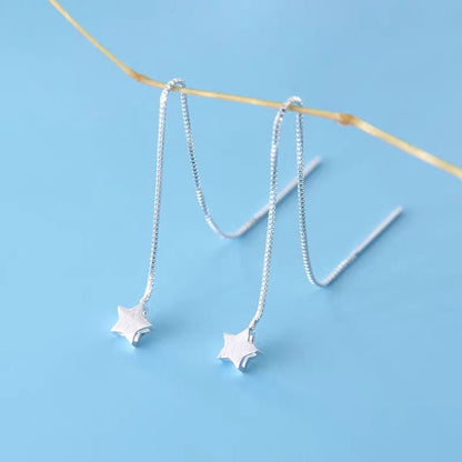 Sterling Silver Star Threader Earrings