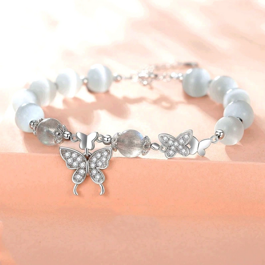 Sterling Silver Swallowtail Butterfly Bead Bracelet