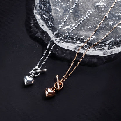 Sterling Silver Three-Dimensional Love Heart Necklaces