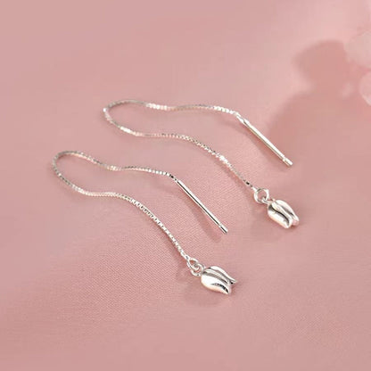 Sterling Silver Tulip Threader Earrings