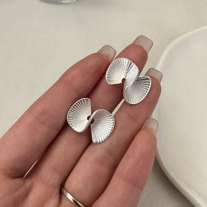 Sterling Silver Vintage Fan-Shaped Earrings