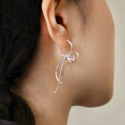 Sterling Silver Vintage Pop Bow Earrings