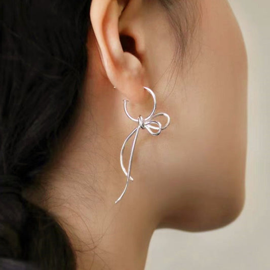 Sterling Silver Vintage Pop Bow Earrings
