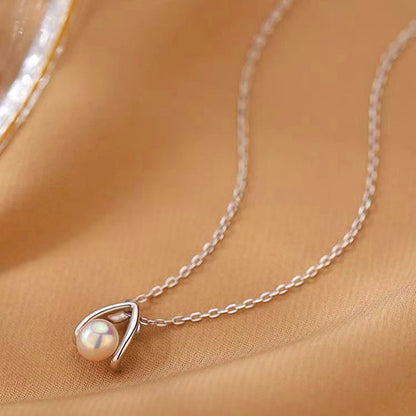 Sterling Silver Water Drop Split Pearl Necklaces