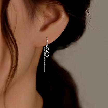 Sterling Silver Wavy Eight-Shaped Threader Earrings