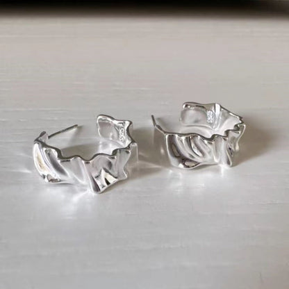 Sterling Silver Wavy Hoop Earrings