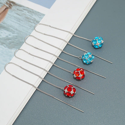 Sterling Silver Zircon Ball Threader Earrings