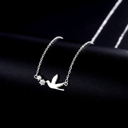 Sterling Silver Zircon Bird Necklaces