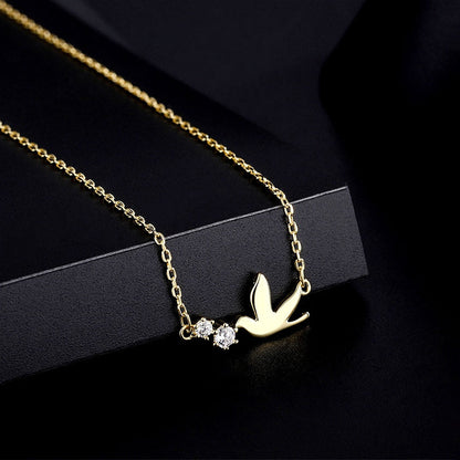 Sterling Silver Zircon Bird Necklaces