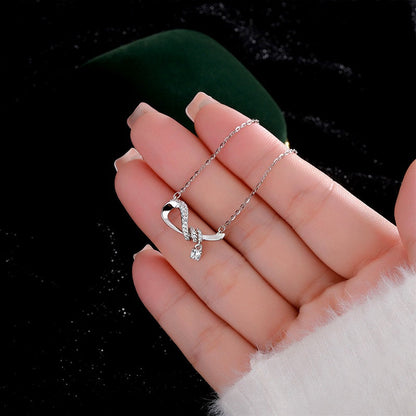 Sterling Silver Zircon Bow Necklace