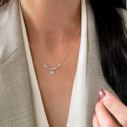 Sterling Silver Zircon Broken Silver Necklace