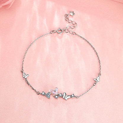 Sterling Silver Zircon Butterfly Bracelet