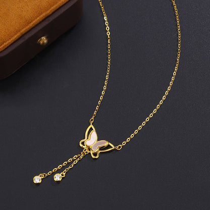 Sterling Silver Zircon Butterfly Necklace