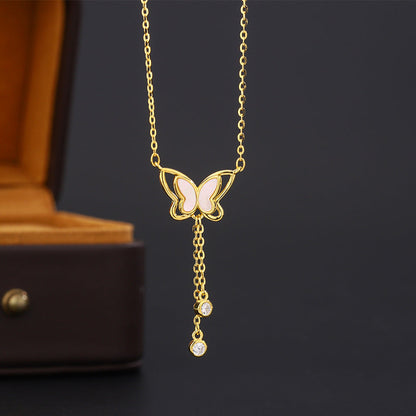 Sterling Silver Zircon Butterfly Necklace