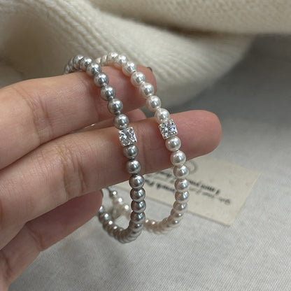Sterling Silver Zircon Crystal Pearl bracelets