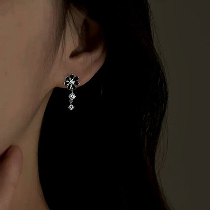 Sterling Silver Zircon Daisy Flower Earrings