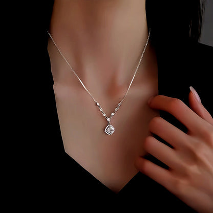Sterling Silver Zircon Diamond Sugar Cube Necklace