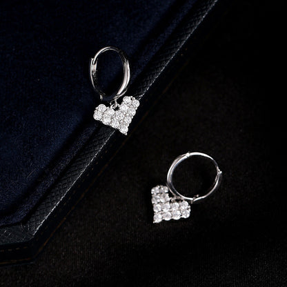 Sterling Silver Zircon Heart Earrings