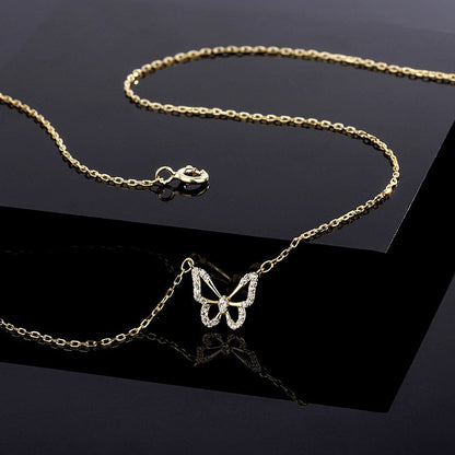 Sterling Silver Zircon Hollow Butterfly Necklace