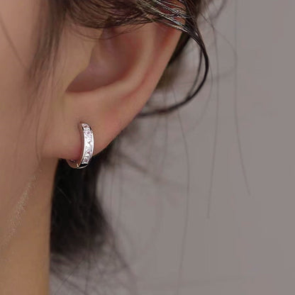 Sterling Silver Zircon Hoop Earrings