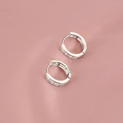 Sterling Silver Zircon Hoop Earrings