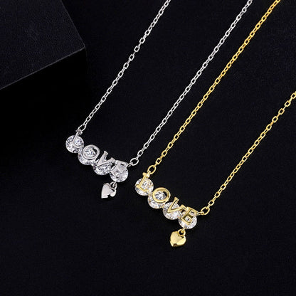 Sterling Silver Zircon Letter LOVE Necklaces