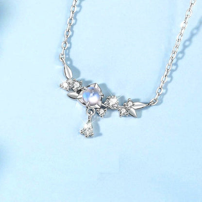 Sterling Silver Zircon Moonstone Necklace