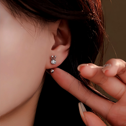 Sterling Silver Zircon Rabbit Earrings