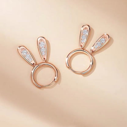 Sterling Silver Zircon Rabbit Earrings
