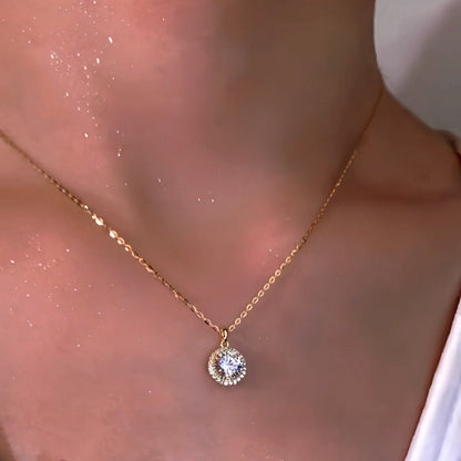 Sterling Silver Zircon Single Diamond Necklace