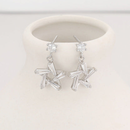 Sterling Silver Zircon Star Earrings