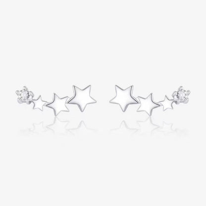 Sterling Silver Zircon Star Stud Earrings