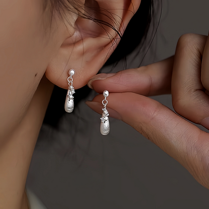 Sterling Silver Zircon Water Drop Earrings