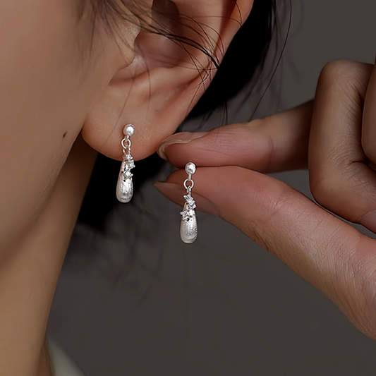 Sterling Silver Zircon Water Drop Earrings