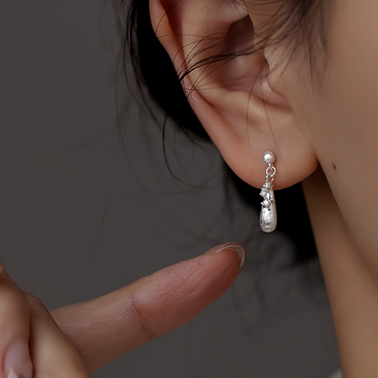 Sterling Silver Zircon Water Drop Earrings